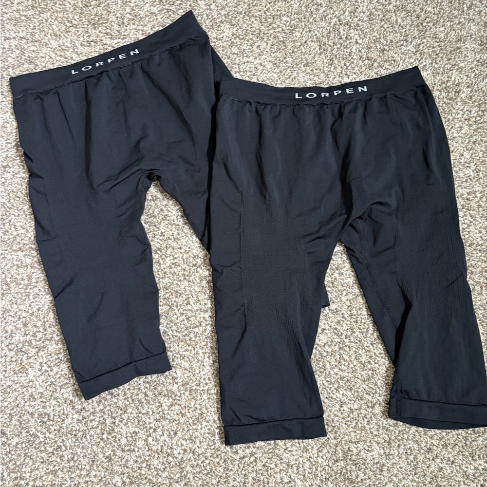 Lorpen Men's Munia Capri Black Base Layer Inner Bottom Size Large Pair
